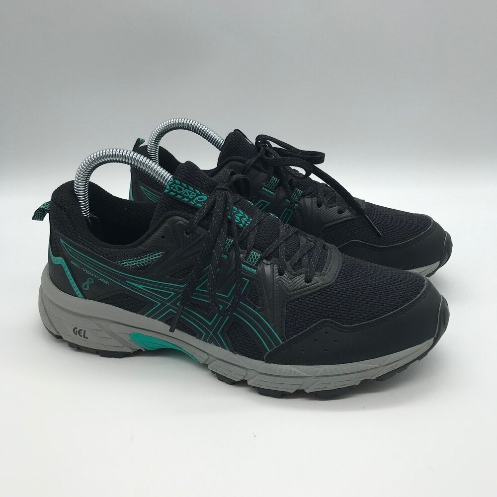 Asics Gel-Venture 8 Running Shoes 1012B230 Women's size 8.5 Black Teal Sneakers